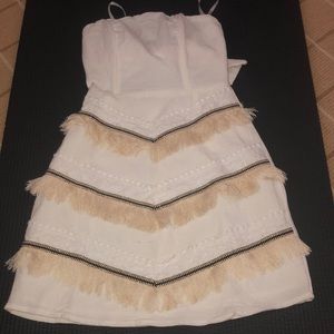 Strapless white mini dress